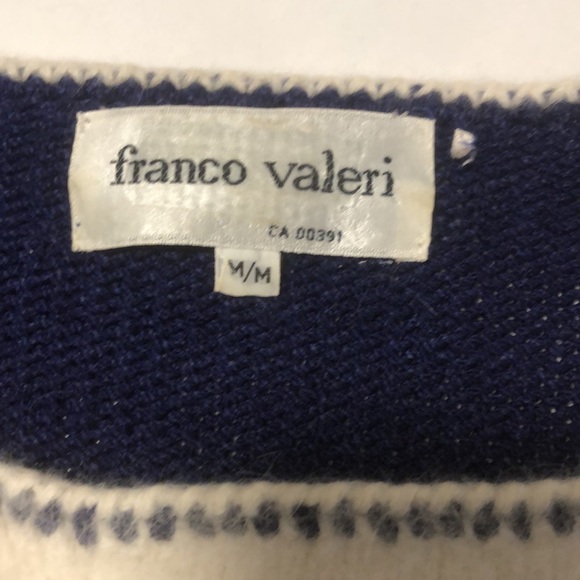 Vintage Franco Valeri Size Medium Blue and Cream - Picture 6 of 6
